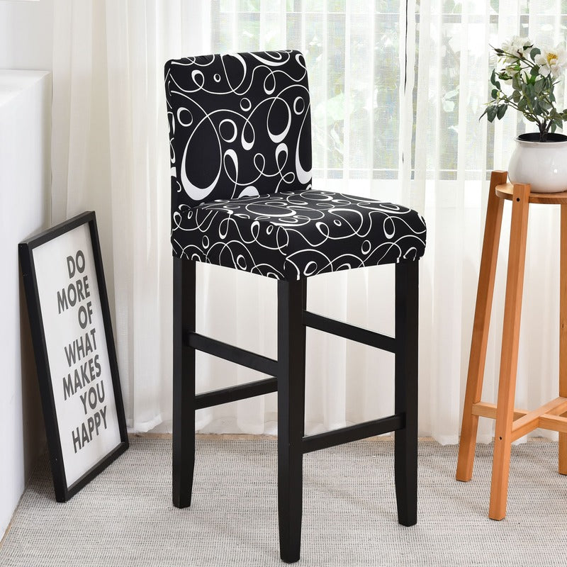 Housse Chaise de Bar et Tabouret Moderne Noire