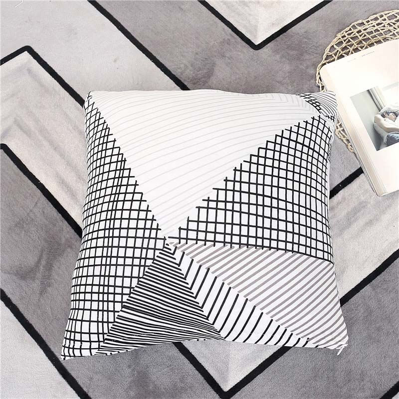 Housse de Coussin Gris et Blanc