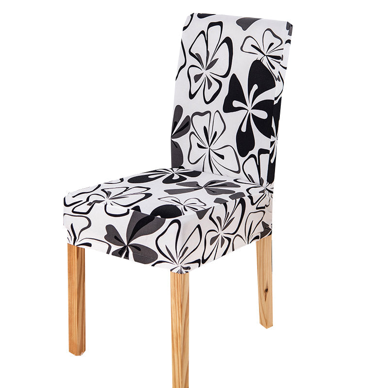 Housse de Chaise Fleurie (Blanc-Noir)