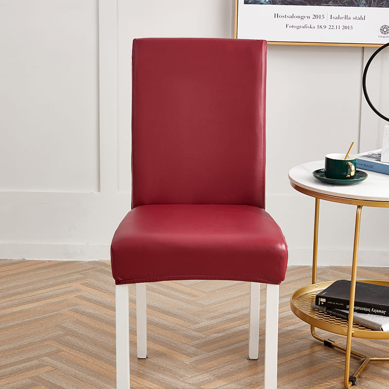 Housse de Chaise Imperméable Simili Cuir Rouge