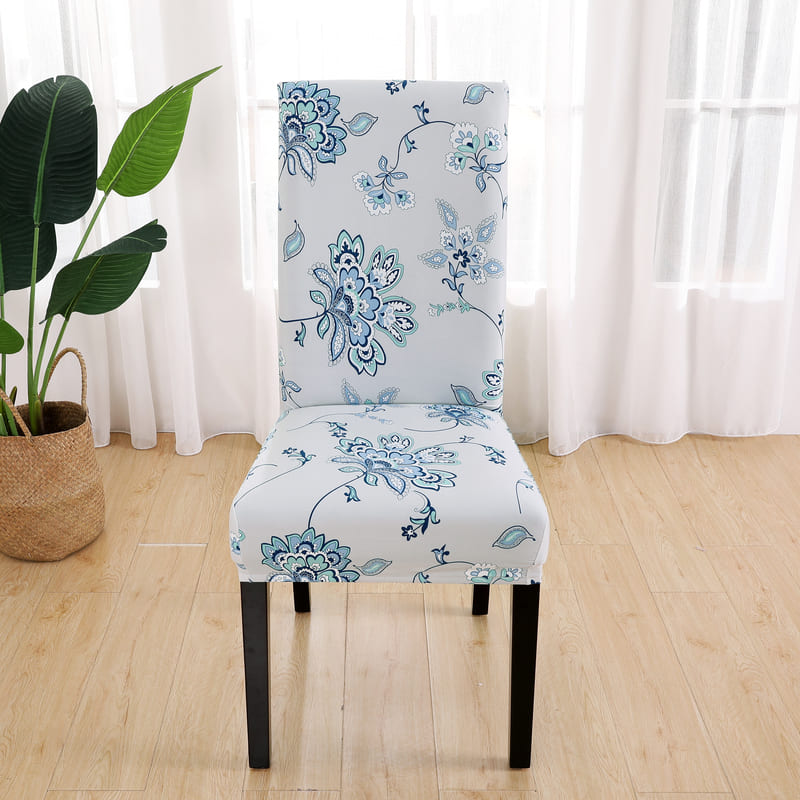 Housse de Chaise Fleurie (Bleu)