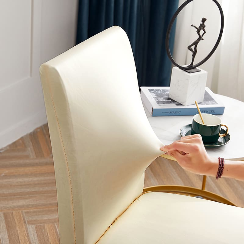 Housse de Chaise Imperméable Simili Cuir Blanc Écru