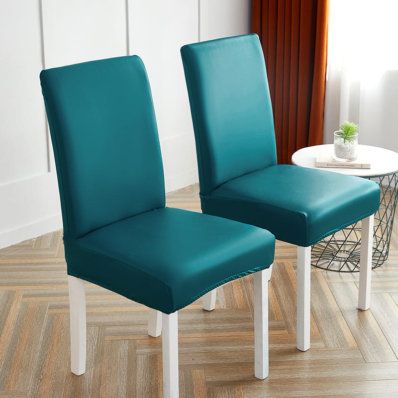 Housse de Chaise Imperméable Simili Cuir Bleu Canard