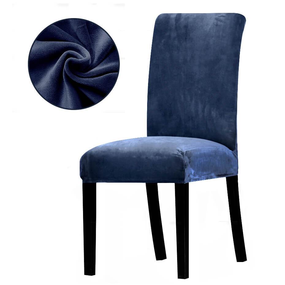 Housse de Chaise Velours Bleu Marine