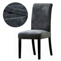 Thumbnail for Housse de Chaise Velours Gris Anthracite