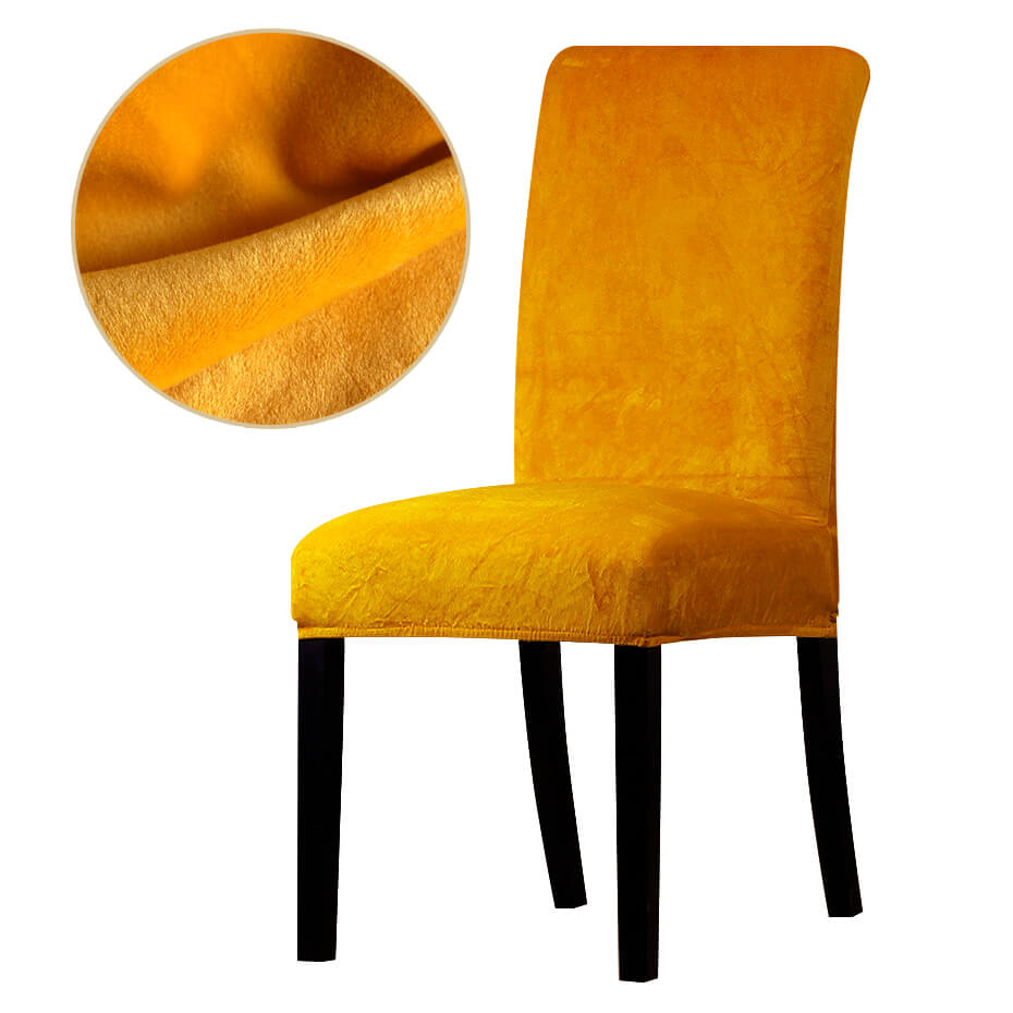 Housse de Chaise Velours Jaune Moutarde