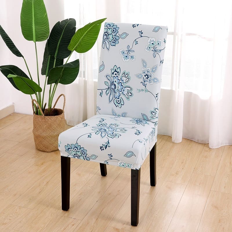 Housse de Chaise Fleurie (Bleu)