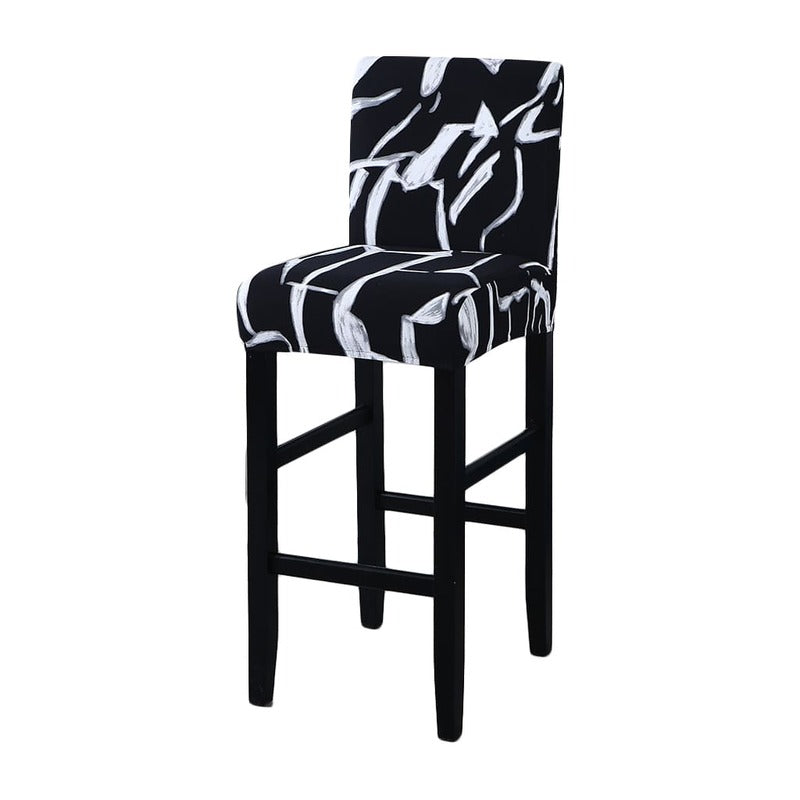 Housse Chaise de Bar et Tabouret Bi-extensible Noire