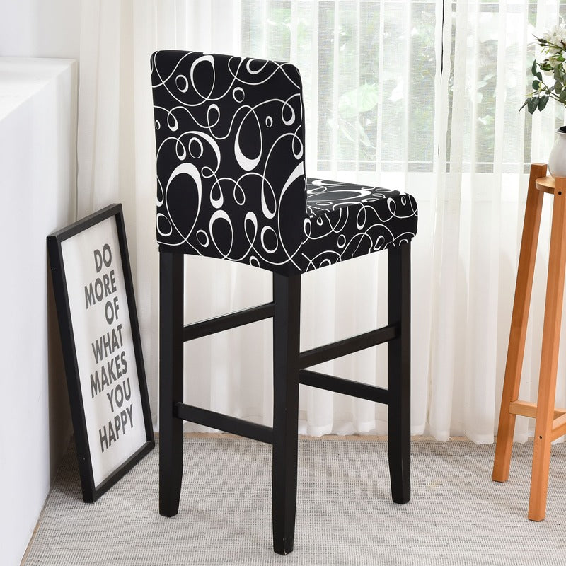 Housse Chaise de Bar et Tabouret Moderne Noire