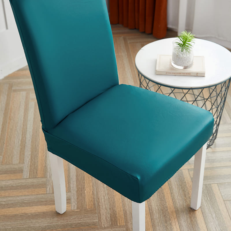 Housse de Chaise Imperméable Simili Cuir Bleu Canard