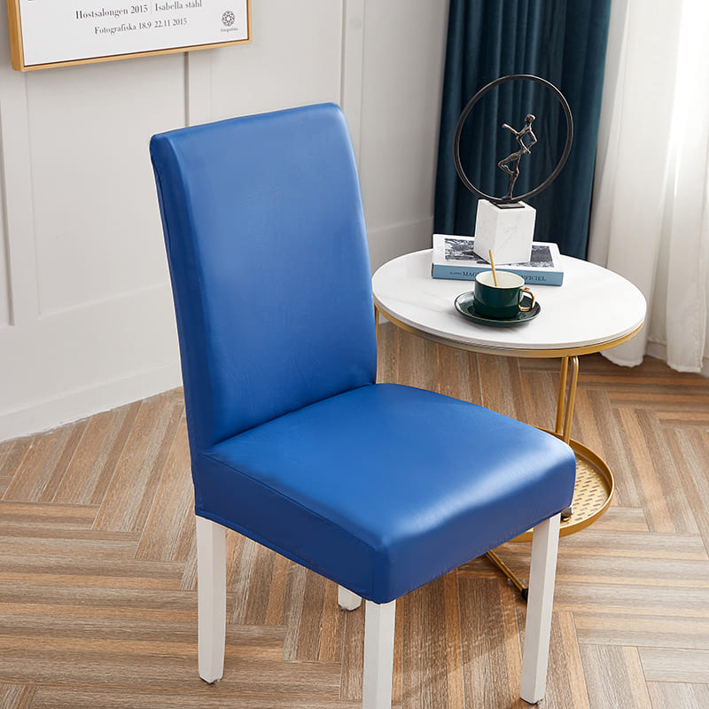 Housse de Chaise Imperméable Simili Cuir Bleu