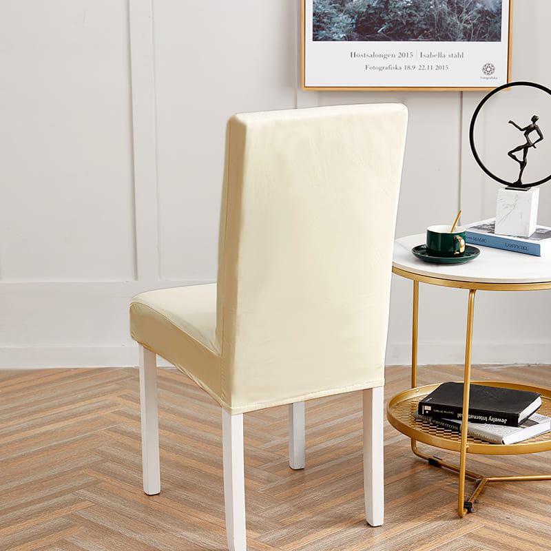 Housse de Chaise Imperméable Simili Cuir Blanc Écru