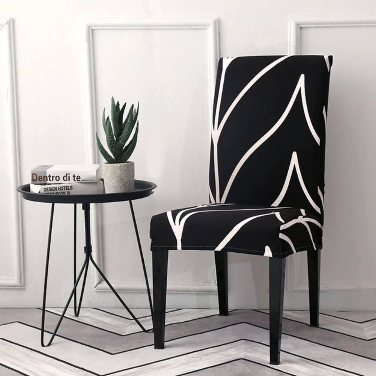 Housse de Chaise Noir et Blanc