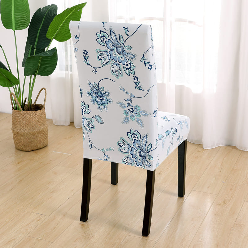 Housse de Chaise Fleurie (Bleu)