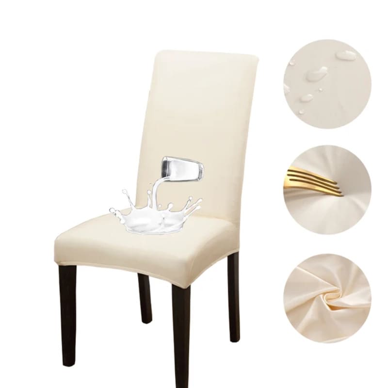 Housse de Chaise Imperméable Simili Cuir Blanc Écru