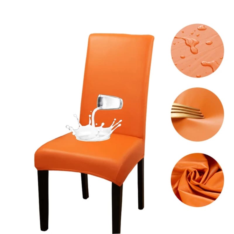 Housse de Chaise Imperméable Simili Cuir Orange