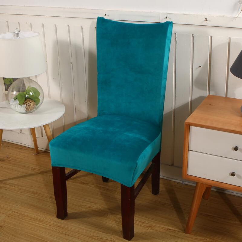 Housse de Chaise Velours Bleu Canard