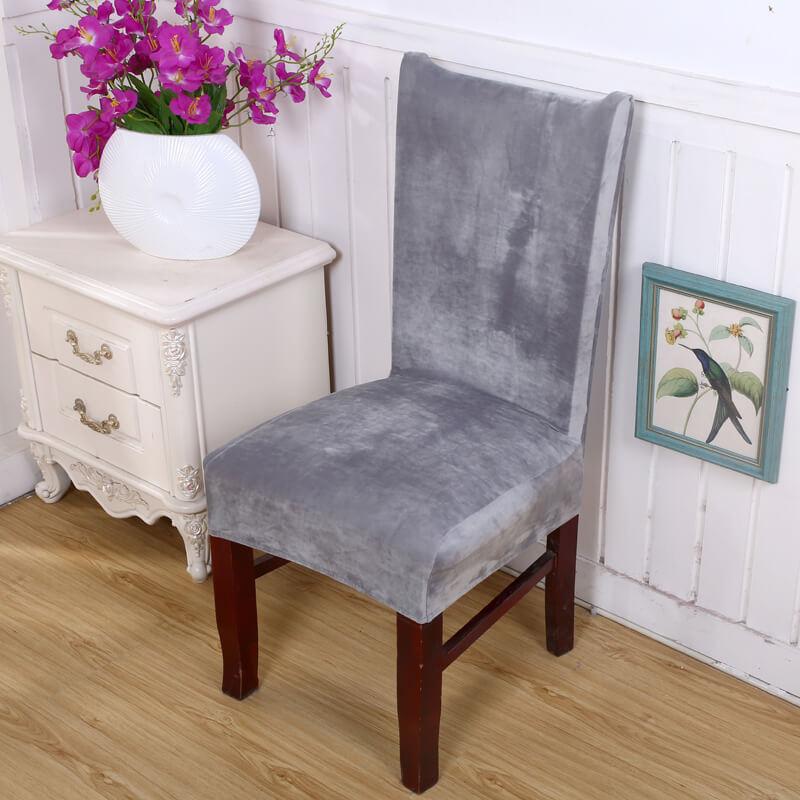 Housse de Chaise Velours Gris