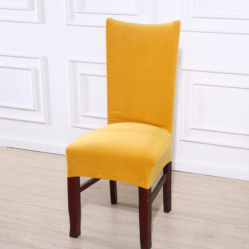 Housse de Chaise Velours Jaune Moutarde