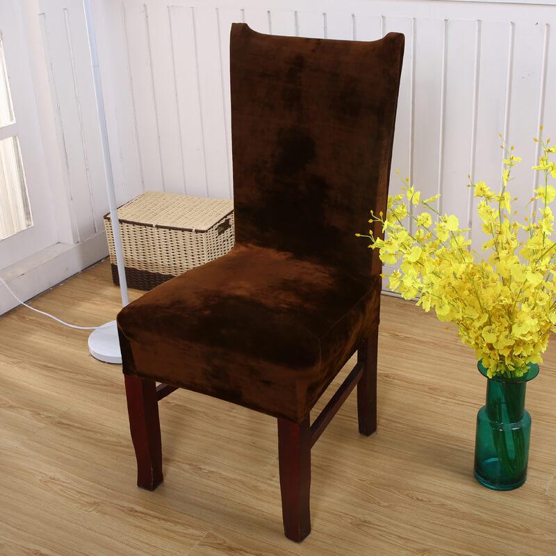 Housse de Chaise Velours Marron