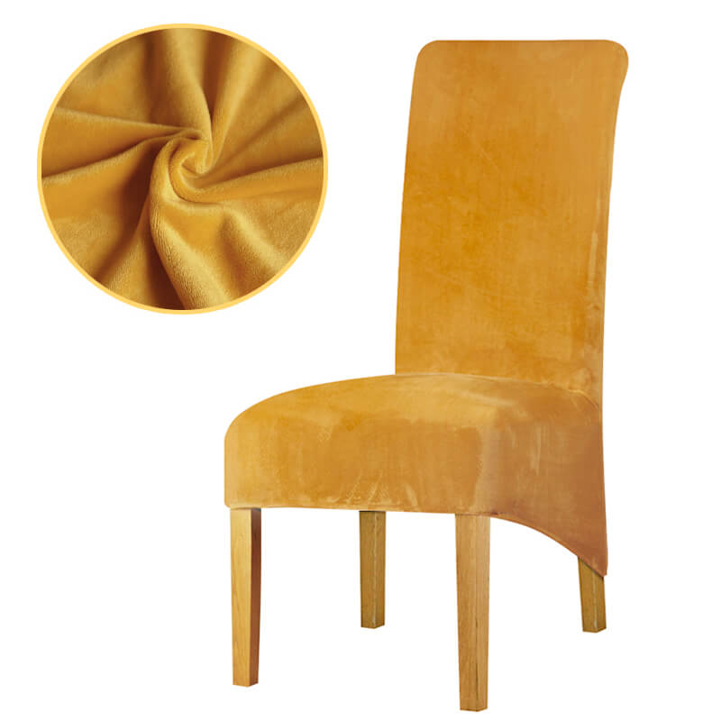 Housse de Chaise XL Velours Jaune Moutarde