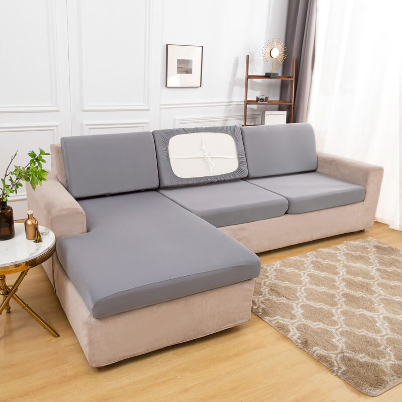 Housse Assise de Canapé d'Angle Gris Clair