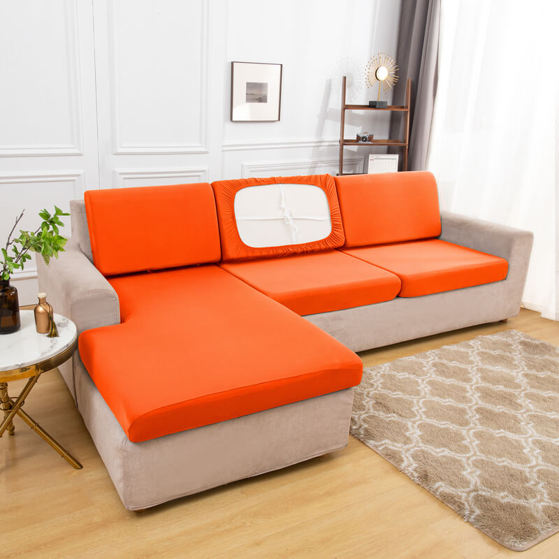 Housse Assise de Canapé d'Angle Orange Vif