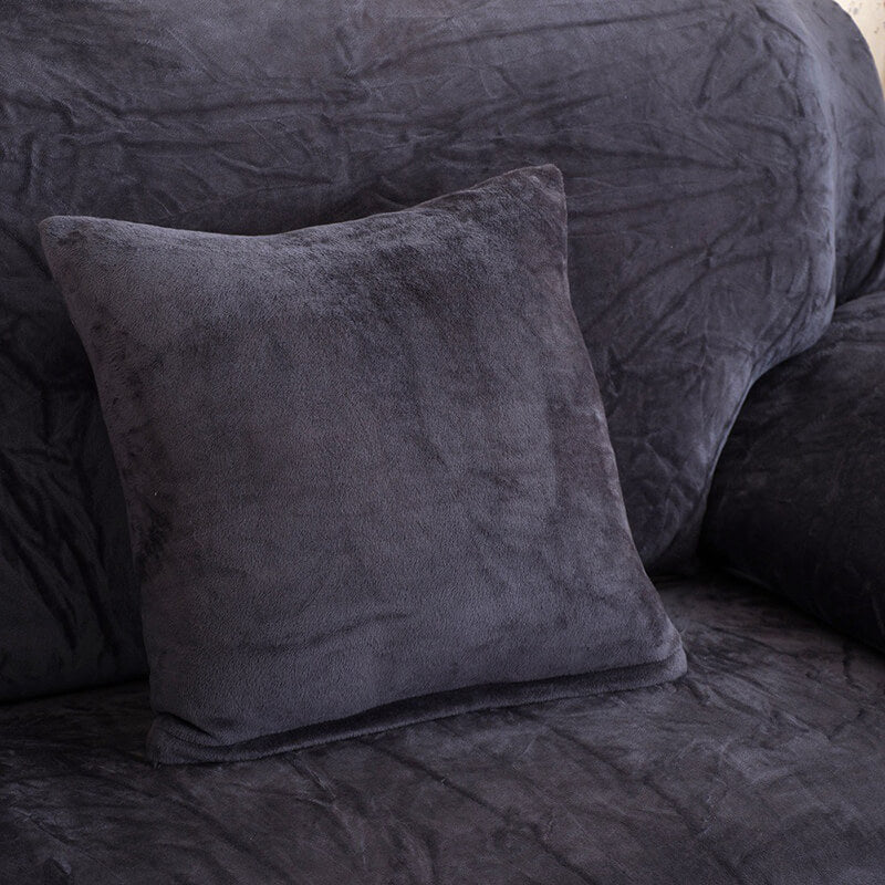 Housse de Coussin Velours Gris Anthracite