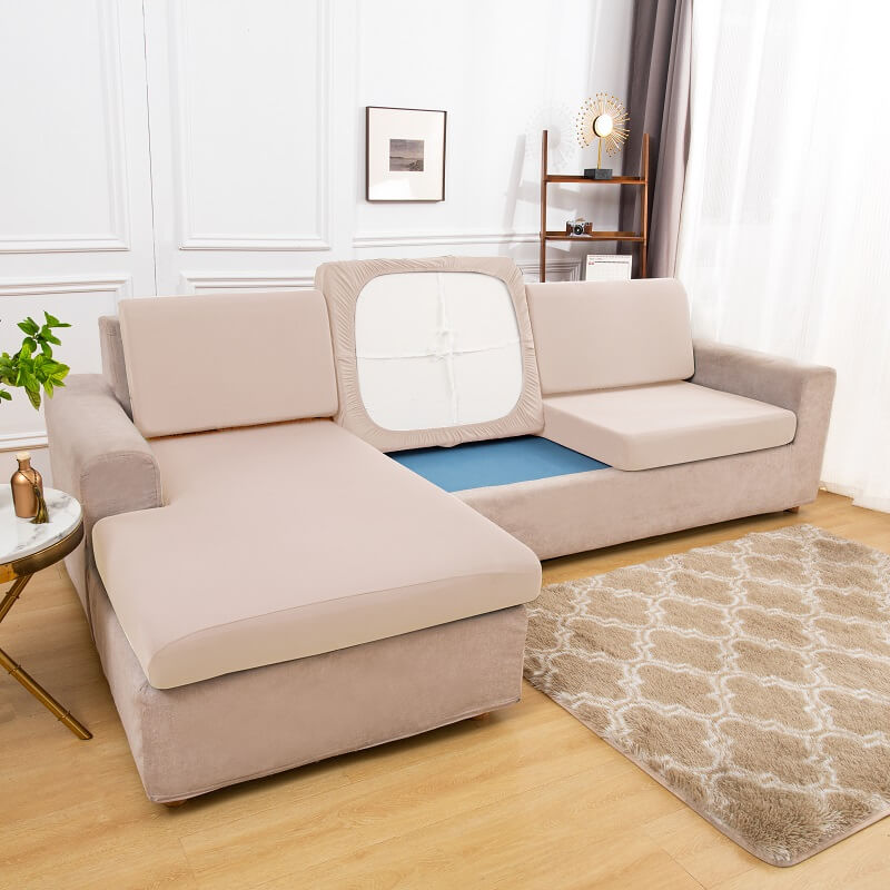 Housse Assise de Canapé d'Angle Beige