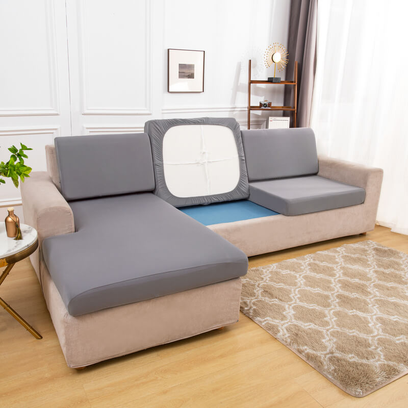 Housse Assise de Canapé d'Angle Gris Clair