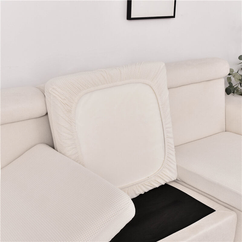 Housse Assise de Canapé d'Angle Jacquard Blanc