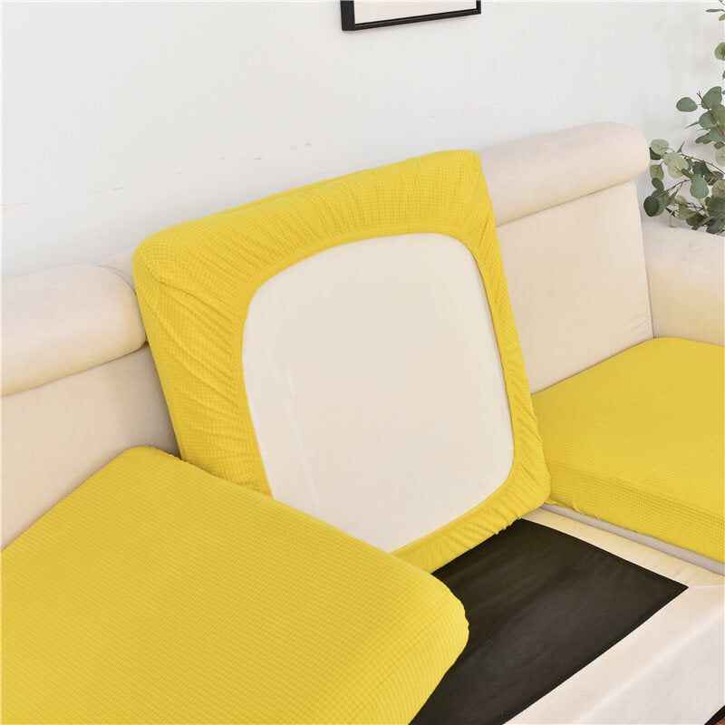 Housse Assise de Canapé d'Angle Jacquard Jaune