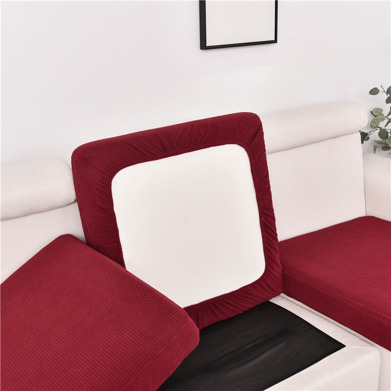 Housse Assise de Canapé d'Angle Jacquard Rouge