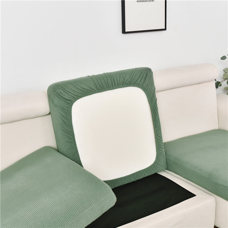 Housse Assise de Canapé d'Angle Jacquard Vert d'Eau