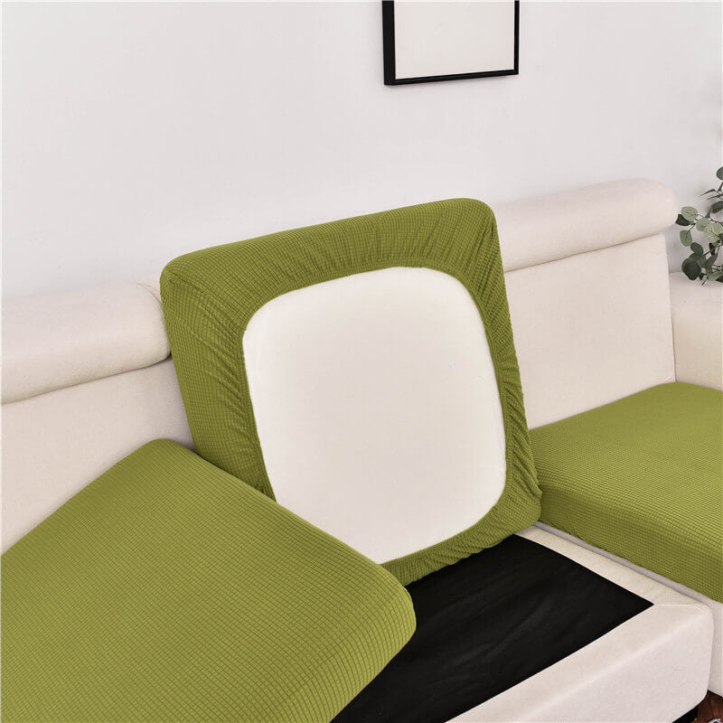 Housse Assise de Canapé d'Angle Jacquard Vert