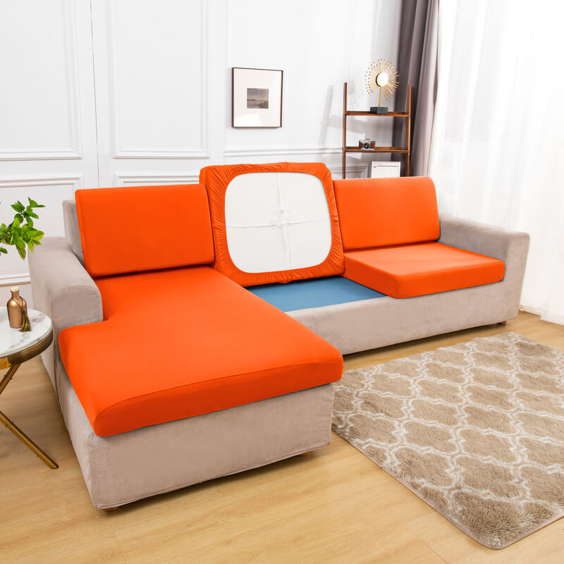 Housse Assise de Canapé d'Angle Orange Vif