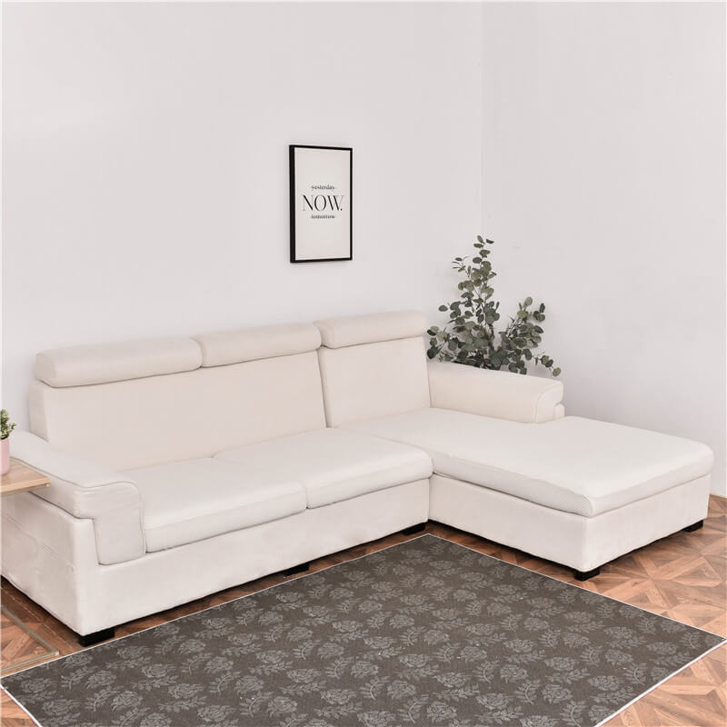 Housse Assise de Canapé d'Angle Jacquard Blanc