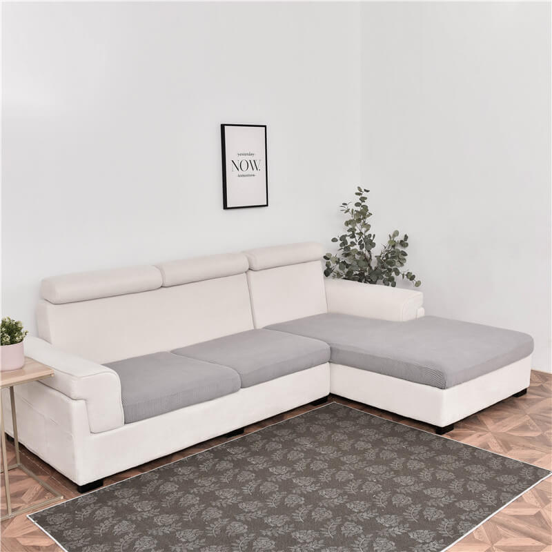 Housse Assise de Canapé d'Angle Jacquard Gris Clair