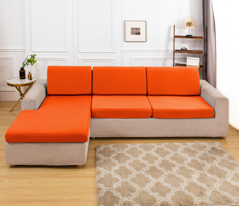 Housse Assise de Canapé d'Angle Orange Vif