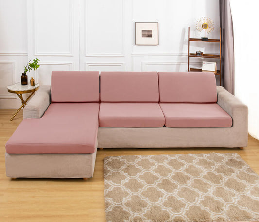 Housse Assise de Canapé d'Angle Rose Pâle