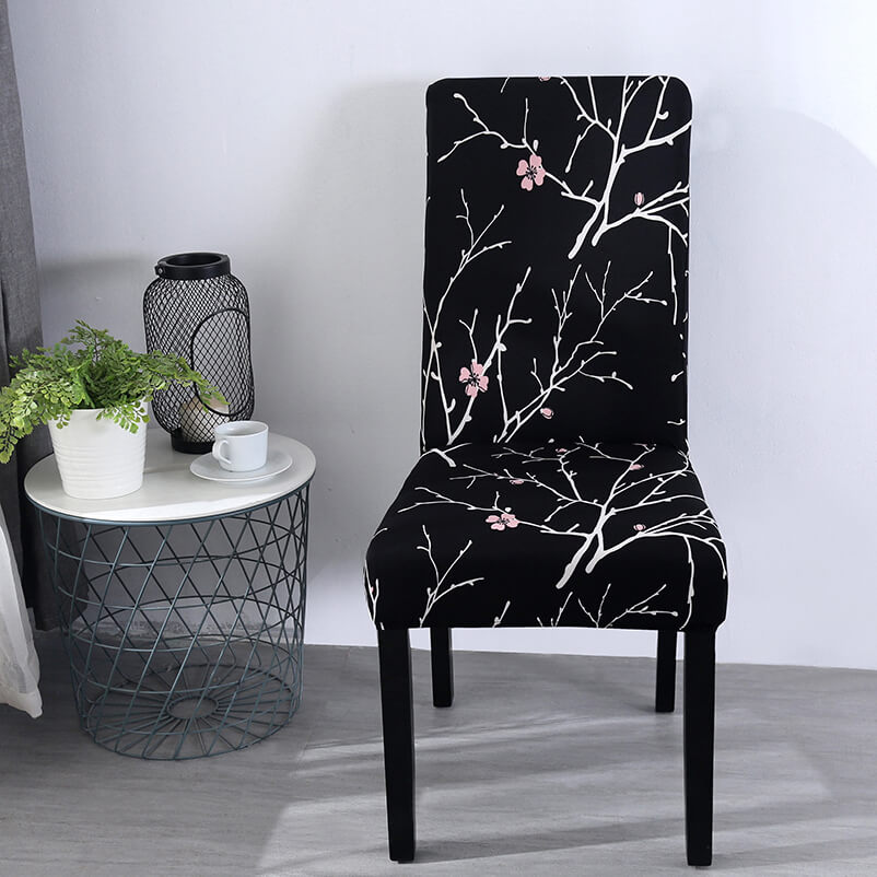 Housse de Chaise Fleurie (Noir)