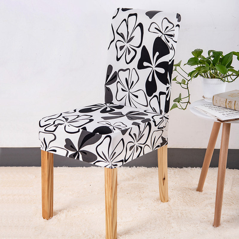 Housse de Chaise Fleurie (Blanc-Noir)