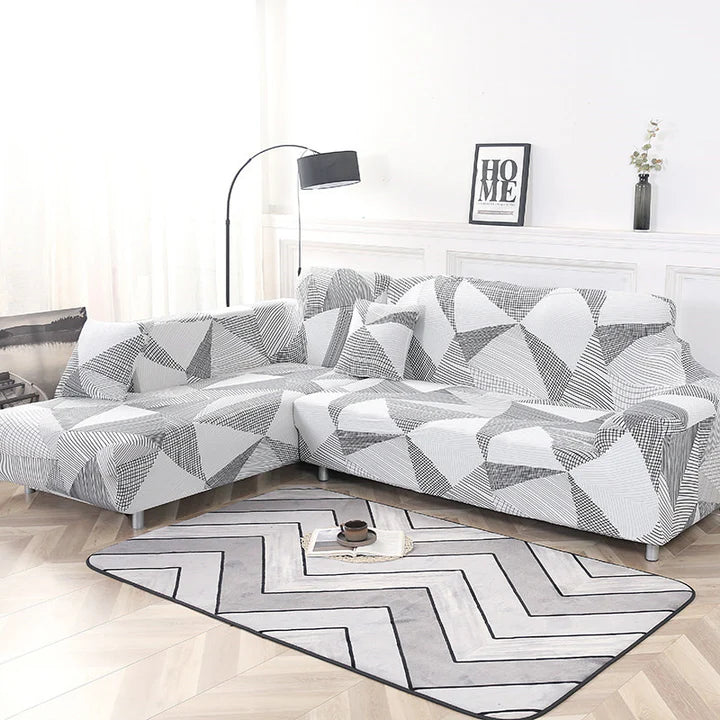 Housse de canapé d’angle extensible motif géométrique