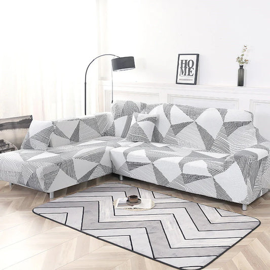Housse de canapé d’angle extensible motif géométrique