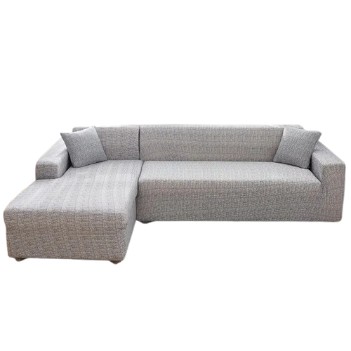 Housse de canapé extensible gris clair effet chiné