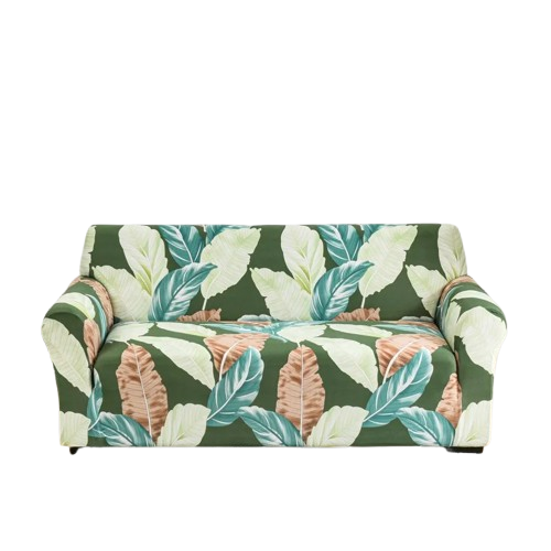 Housse de Canapé Extensible Tropicale – Motif Feuilles Vertes