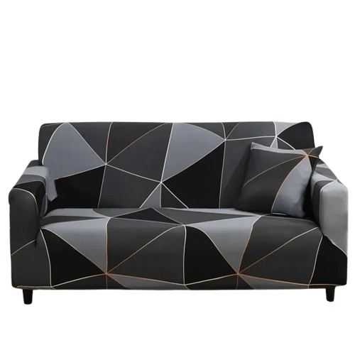 Housse de Canapé Extensible – Motif Graphique Noir & Or