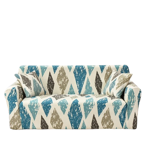 Housse de canapé graphique bleu beige – Design moderne