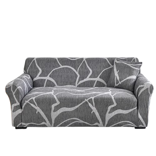 Housse de Canapé Extensible – Motif Abstrait Gris & Blanc