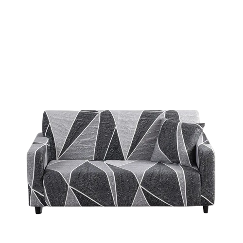 Housse de Canapé Moderne – Motif Géométrique Noir & Gris